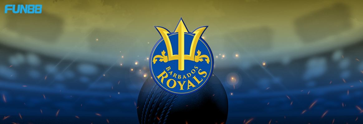 cpl team barbados royals banner with blue background and fun88 logo