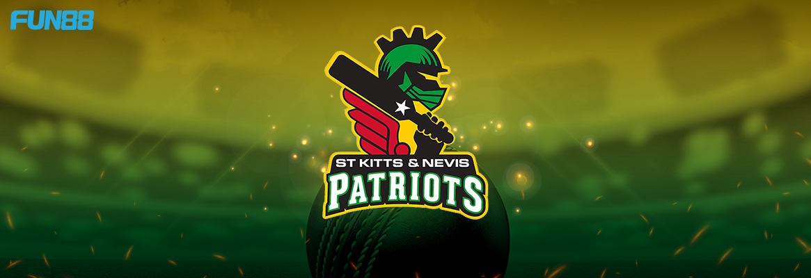 cpl team st kitts and nevis patriots banner with green background and fun88 logo