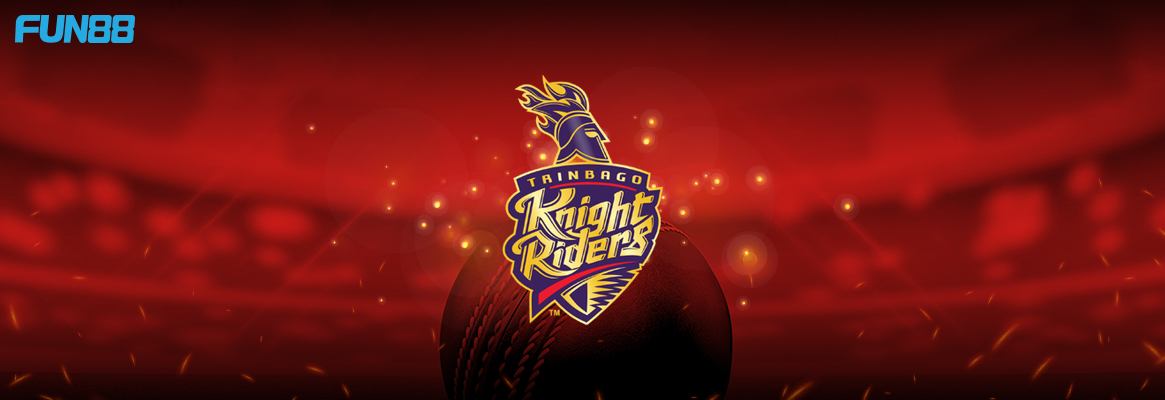 cpl team trinbago knight riders banner with maroon background and fun88 logo