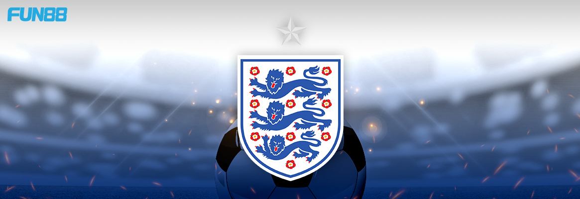 england football team logo on a white and blue background with fun88 logo