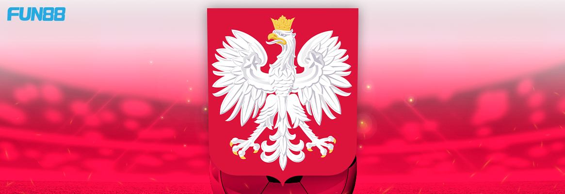 poland football team logo on a white and red background with fun88 logo