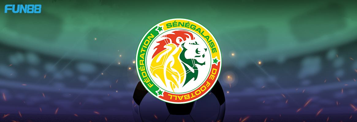 senegal football team logo on green background with fun88 logo