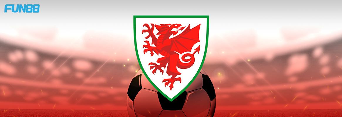 wales football team logo on a white and red background with fun88 logo