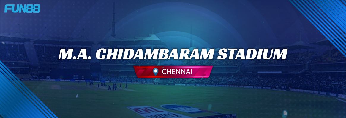 ma chidambaram stadium image in a blue shade with the fun88 logo on the top left