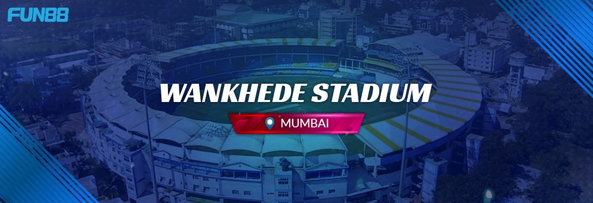 wankhede stadium image in a blue shade with the fun88 logo on the top left